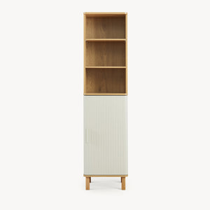 Mobile a Colonna Ferrersp Armadio da Bagno con Anta e Ripiani 160 x 42 x 35 cm - Effetto Rovere / Avena Oatmeal [en.casa]