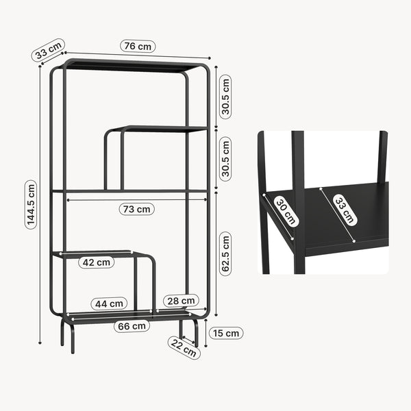 Bücherregal Færder Stahl 145x76x33 cm Schwarz [en.casa]