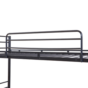 Letto a castello in metallo Bevapis con 2 materassi 90x200 cm Nero [en.casa]