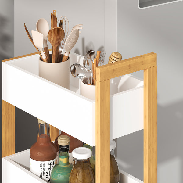 Carrello Varulta 80x41x20 cm Naturale/Bianco [en.casa]