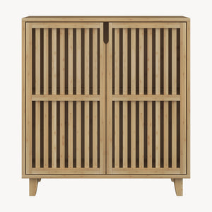 Mobile Contenitore Multifunzionale Sirgerg a 2 Ante 77 x 72 x 33 cm in Bambù Naturale [en.casa] 