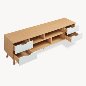 Fernsehschrank Bordkak 140x30x45 cm Eicheoptik/Weiß [en.casa]