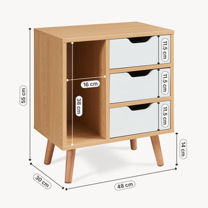 Comodino Bordkak 55x48x30 cm effetto quercia/bianco [en.casa]