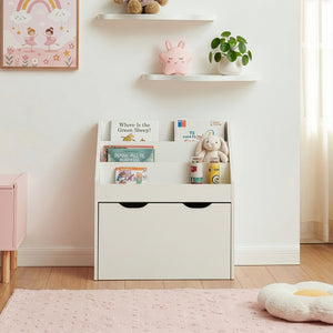 Libreria a Scaletta Sirlstalo per Cameretta Scaffale con 3 Scomparti e Cassetto a Rotelle 70 x 63 x 30 cm - Bianco [en.casa] 