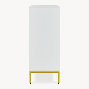 Credenza Reyri Madia Moderna Salvaspazio con 4 Ante 90x80x35 cm Bianco / color Oro [en.casa] 
