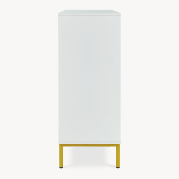 Credenza Reyri Madia Moderna Salvaspazio con 4 Ante 90x80x35 cm Bianco / color Oro [en.casa] 