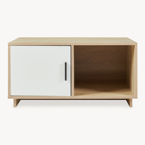 Tavolino Centrale da Salotto Kenta 80x45x40 cm Effeto Rovere Sonoma/Bianco [en.casa]