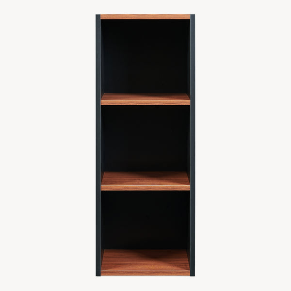 Scaffale da Terra Trond Libreria a 3 Scomparti Aperti 80 x 30 x 23 cm - Nero/Effetto Noce [en.casa]