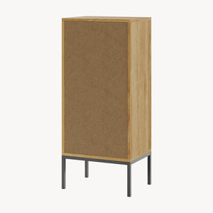 Mobile da Bagno Marhasa con Cassetto e Anta 92 x 40 x 30 cm - Effetto Rovere / Rattan / Nero [en.casa]