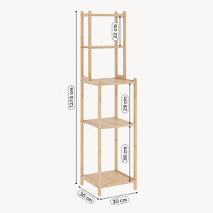Scaffale da Bagno Anun in Bambù con 4 Scomparti Aperti 128 x 30 x 30 cm - Color Naturale [en.casa]

