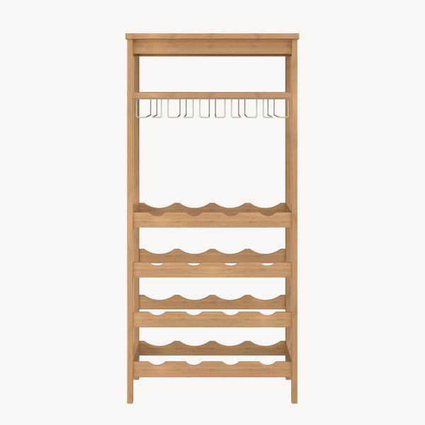 Scaffale Portabottiglie Fillby Cantinetta Vino 100 x 47 x 29 cm in Bambù Naturale [en.casa]