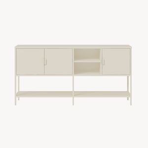 Credenza Bassa Kliri Madia con Ripiano e 6 Scomparti 160 x 40 x 80 cm - Bianco Crema [en.casa]