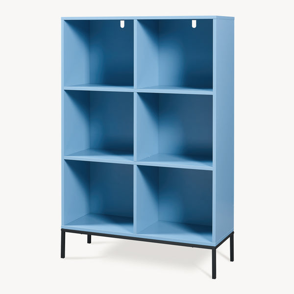 Libreria Colwyn con 6 Ripiani Scaffale da Terra 120 x 80 x 30 cm - Blu [en.casa]