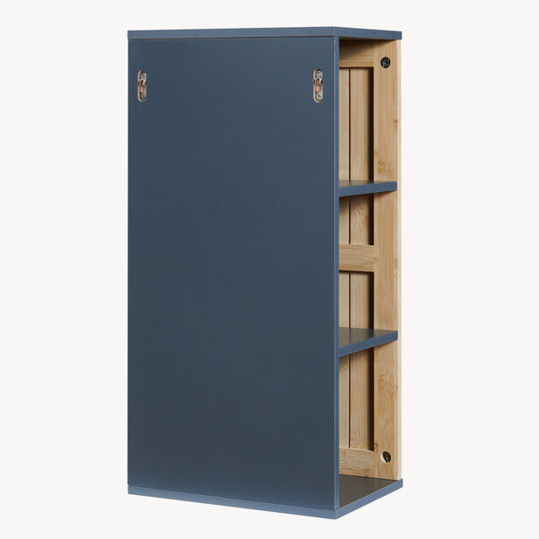 Mobiletto da Muro Svanes per Bagno Pensile con Frontale in Bambù e 3 Ripiani 60 x 30 x 20 cm - Grigio Scuro/ Naturale [en.casa]