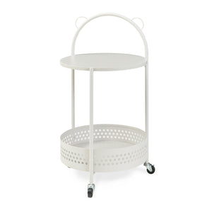 Carrello Portaoggetti Jässaatka a Rotelle Tavolino Rotondo in Acciaio con 2 Ripiani 76 x Ø40 cm - Grigio [en.casa]