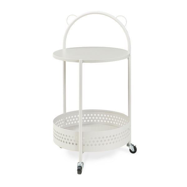 Carrello Portaoggetti Jässaatka a Rotelle Tavolino Rotondo in Acciaio con 2 Ripiani 76 x Ø40 cm - Grigio [en.casa]