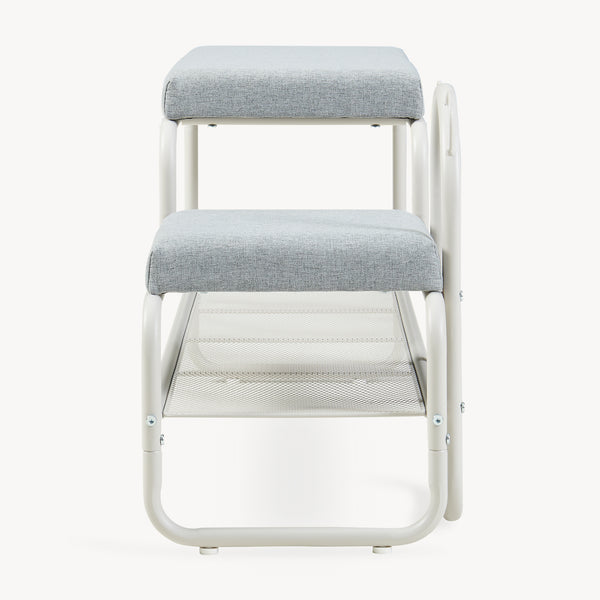 Panca Portascarpe Jässaatka con Sgabello per Bambini 100 x 32 x 46 cm - Grigio [en.casa]