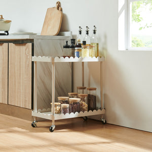 Carrello Portaoggetti Bolmanralu a 2 Ripiani e Rotelle 60 x 61 x 31 cm Struttura in Acciaio - Grigio [en.casa]