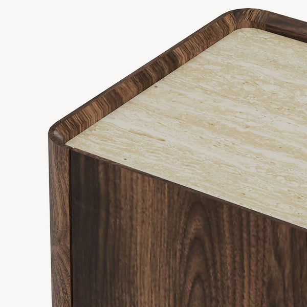 Sideboard Trorlon 160x40x83 cm effetto noce/travertino [en.casa]