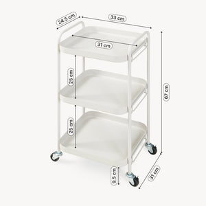 Carrello di Servizio Kelevn Portatutto a 3 Ripiani e Rotelle 67 x 33 x 31 cm in Acciaio - Grigio [en.casa]