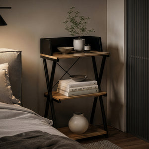 Libreria a colonna Kappespoo 84x50x30 cm Nero/effetto quercia [en.casa]