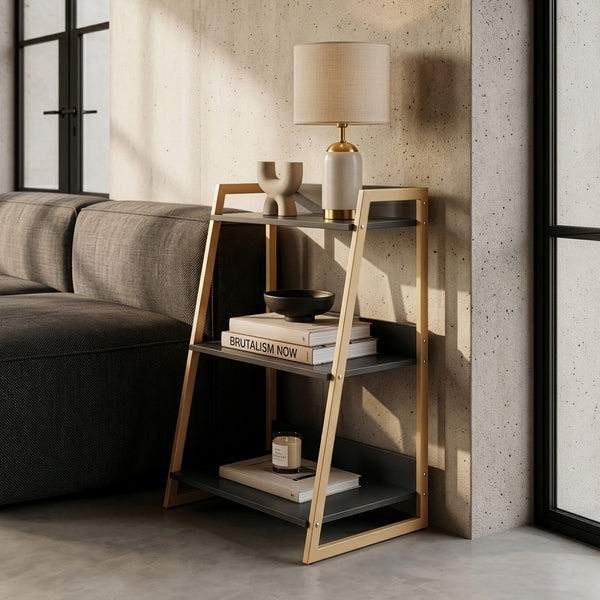 Scaffale a pioli Kuomi 84x53x47 cm Beige/Grigio scuro [en.casa]