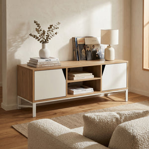 Mobile TV Kerrköndam 120x40x46 cm effetto quercia/bianco [en.casa]