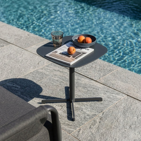 Tavolino da esterno Foggia 43x40x40 cm Acciaio Grigio antracite [casa.pro]