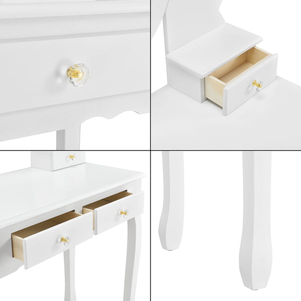 Tavolo da trucco Limerick con specchio + sgabello en.casa