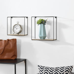 Mensola da parete Eden 30x12x30 cm / 24x12x24 cm set 2 pezzi ripiani nero en.casa