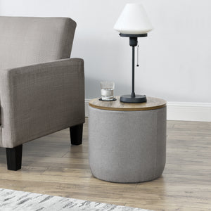 [en.casa] Tavolino Basso per Salotto Tavolino da Caffè con Piano Rimovibile Tavolino con Scomparto Portaoggetti - Tessuto Grigio/Piano color Legno 