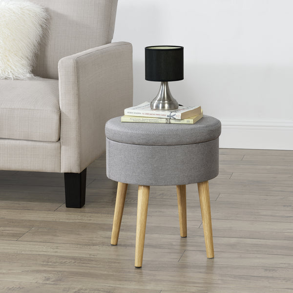 [en.casa] Poggiapiedi con Piano rimovibile 42 x 36 cm Sedile con Contenitore Carico Massimo 80 kg - Grigio