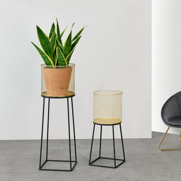 Supporto per vaso da fiori Meise 2 pz. Nero-Oro en.casa