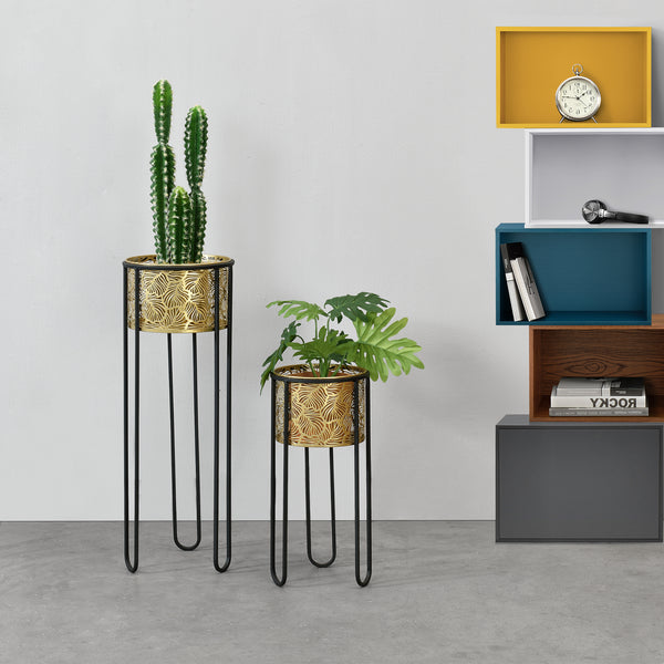 Portavaso Modave 2 pz. Nero-Oro en.casa