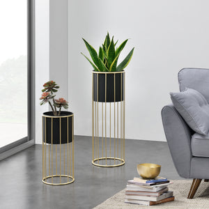 Portavaso Mortsel set da 2 in metallo nero-oro [en.casa]