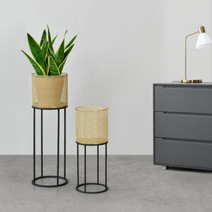 Supporto per vaso Manhay 2 pz. Nero-Oro en.casa