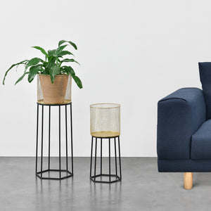 Supporto per vaso Merelbeke 2 pz. Nero-Oro en.casa