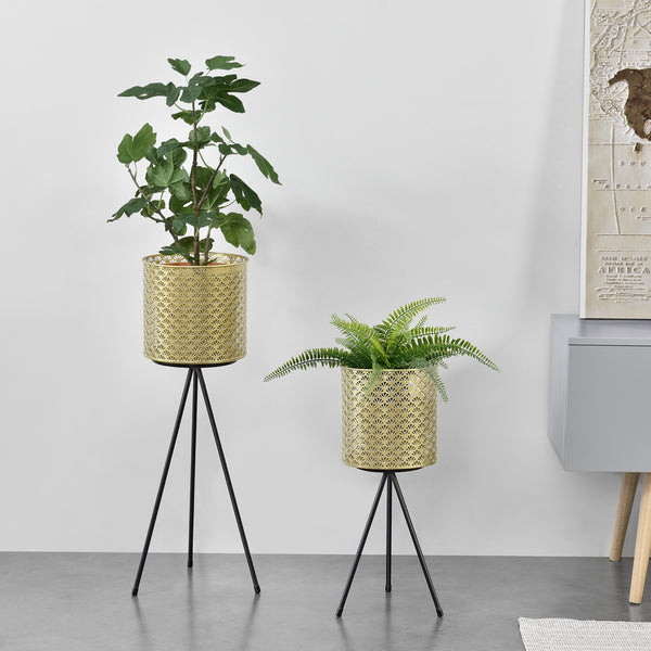 Portavaso Mechelen 2 pz. Nero-Oro en.casa