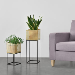 Porta piante Juprelle set da 2 oro-nero en.casa