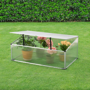 Mini Serra da Balcone/Terrazza per Piante Box Traslucido in Policarbonato 60 x 100 x 30/40 cm Protezione Piantine con Tettuccio Diviso e Apribile