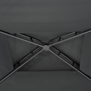 Gazebo per Barbecue Parga con Tetto Doppio e 2 Ripiani 250x241x151 cm - Grigio Scuro [en.casa]