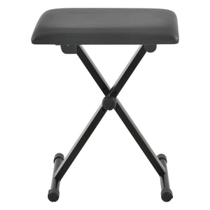 Set Composto di Supporto per Tastiera Musicale e Panca Imbottita in Similpelle, Costruzione Pieghevole e Regolabile in Altezza, Telaio in Ferro con Gomma Antiscivolo - Nero