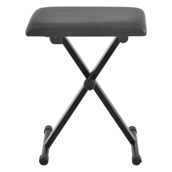 Set Composto di Supporto per Tastiera Musicale e Panca Imbottita in Similpelle, Costruzione Pieghevole e Regolabile in Altezza, Telaio in Ferro con Gomma Antiscivolo - Nero
