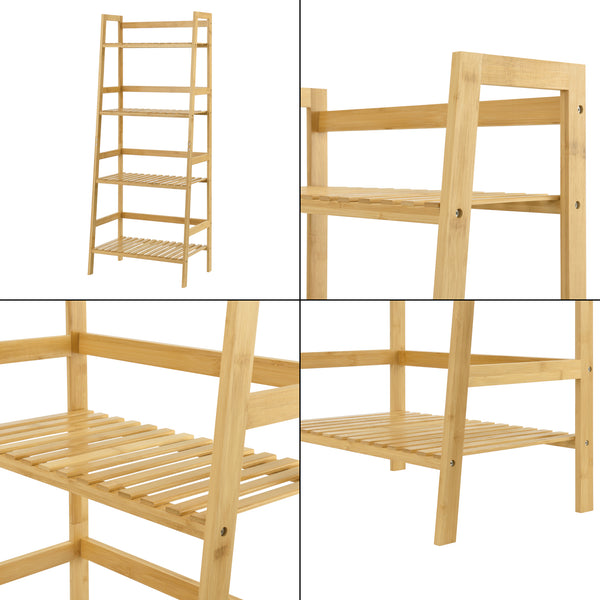 Scaffale a scala in bambù Vinje 48x32x123cm [en.casa]