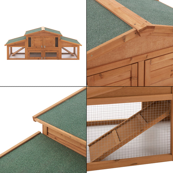 Conigliera 'Schmitten' Coperta con Tettuccio Impermeabile (AxLxP) 72 x 180 x 62 cm - Struttura in Legno [en.casa]