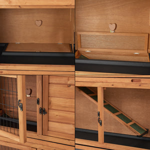 Gabbia per conigli Falkenau recinto per piccoli animali 104x122x50cm legno di abete [en.casa]