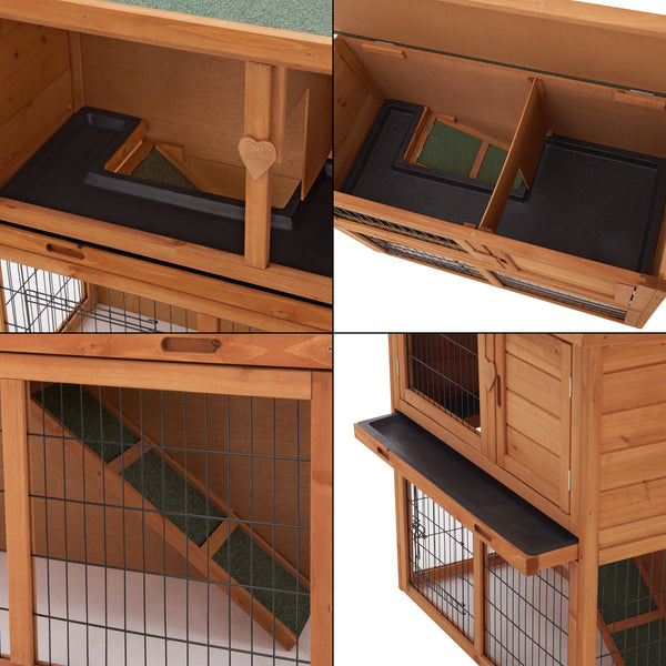 Gabbia per conigli Nidda 85x91,5x45cm legno di abete [en.casa]