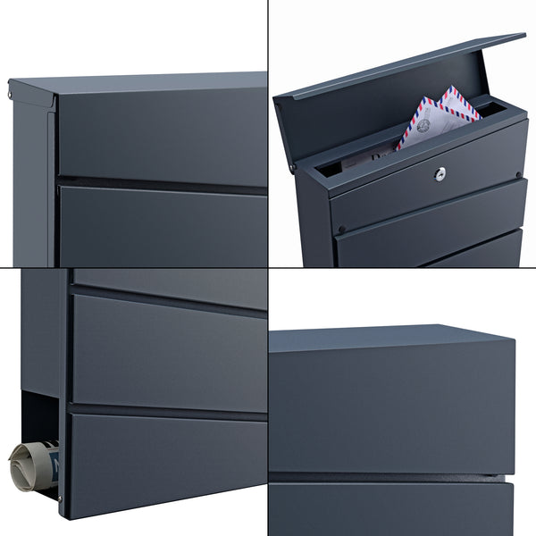 Cassetta postale Achtrup 37x37x11cm Acciaio Antracite [en.casa]