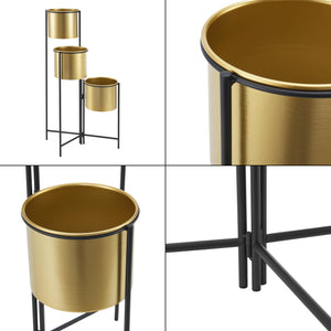 Porta piante Haasdonk 3 pz. Nero color ottone [en.casa]