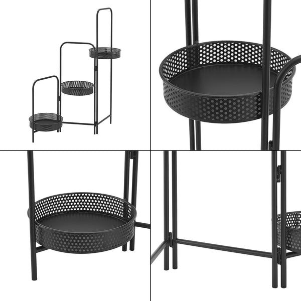 Portapiante 'Vrasene' con 3 Sottovasi - Costruzione Pieghevole [en.casa]
